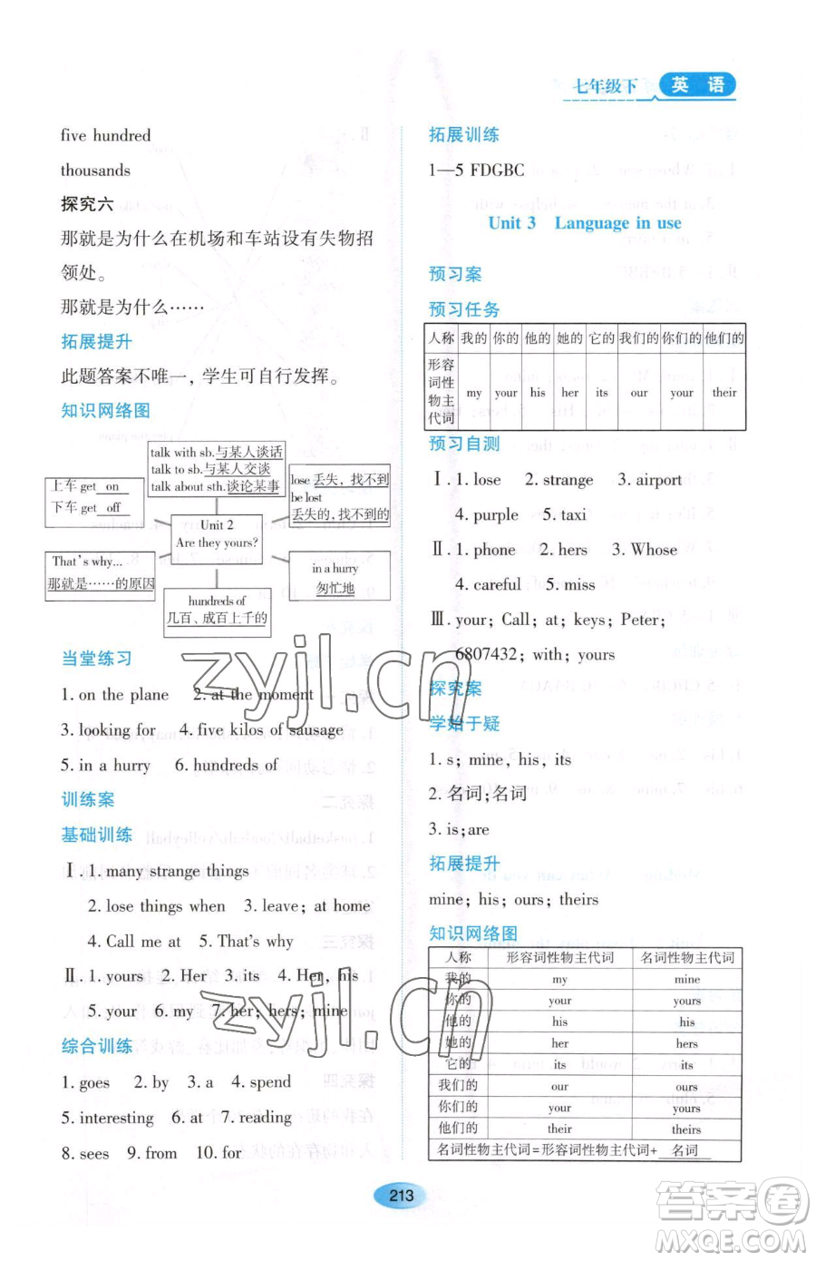黑龍江教育出版社2023資源與評價七年級下冊英語外研版參考答案