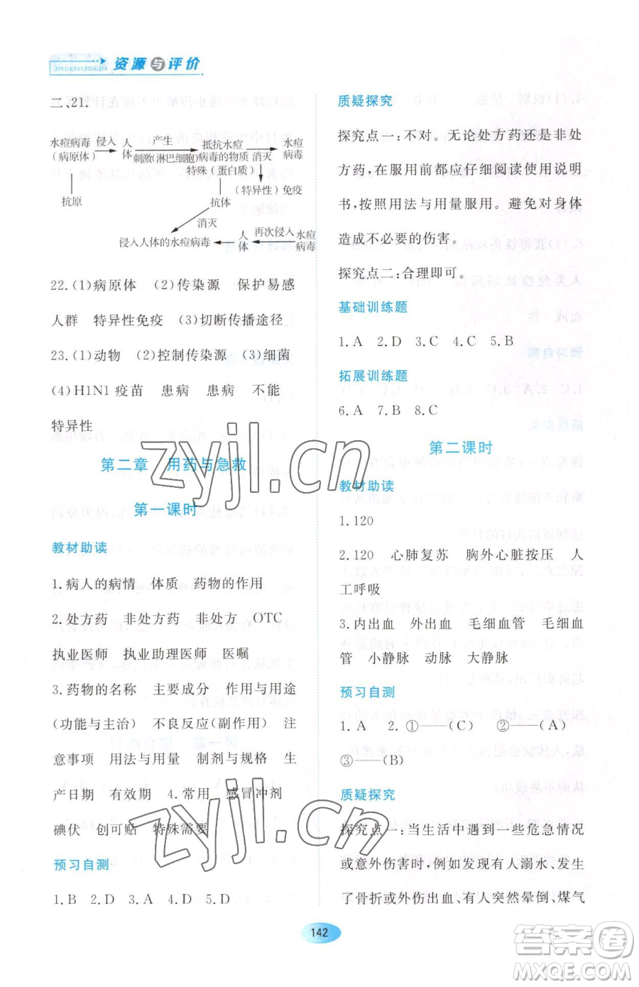 黑龍江教育出版社2023資源與評(píng)價(jià)八年級(jí)下冊(cè)生物人教版大慶專版參考答案