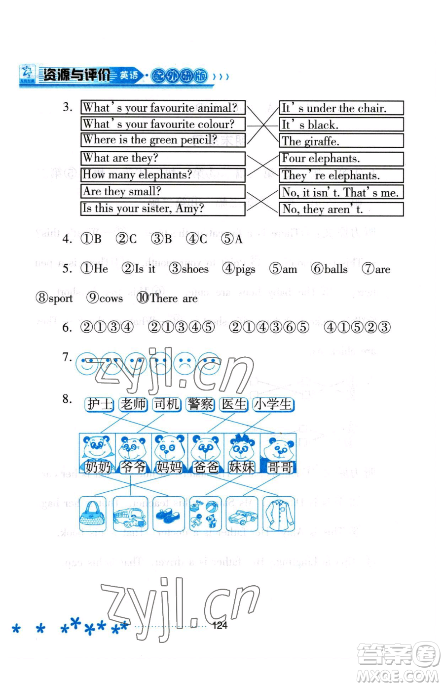 黑龍江教育出版社2023資源與評價一年級下冊英語外研版參考答案