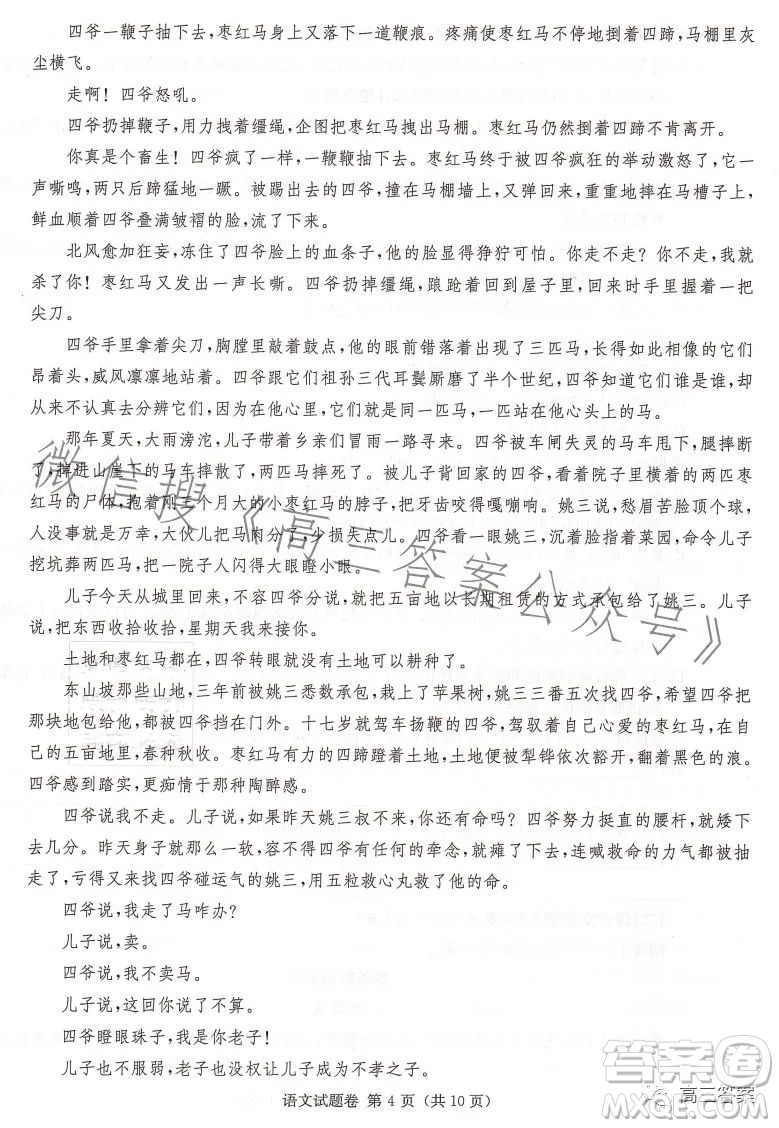 2023屆湖南新高考教學(xué)教研聯(lián)盟高三第二次聯(lián)考語文試卷答案