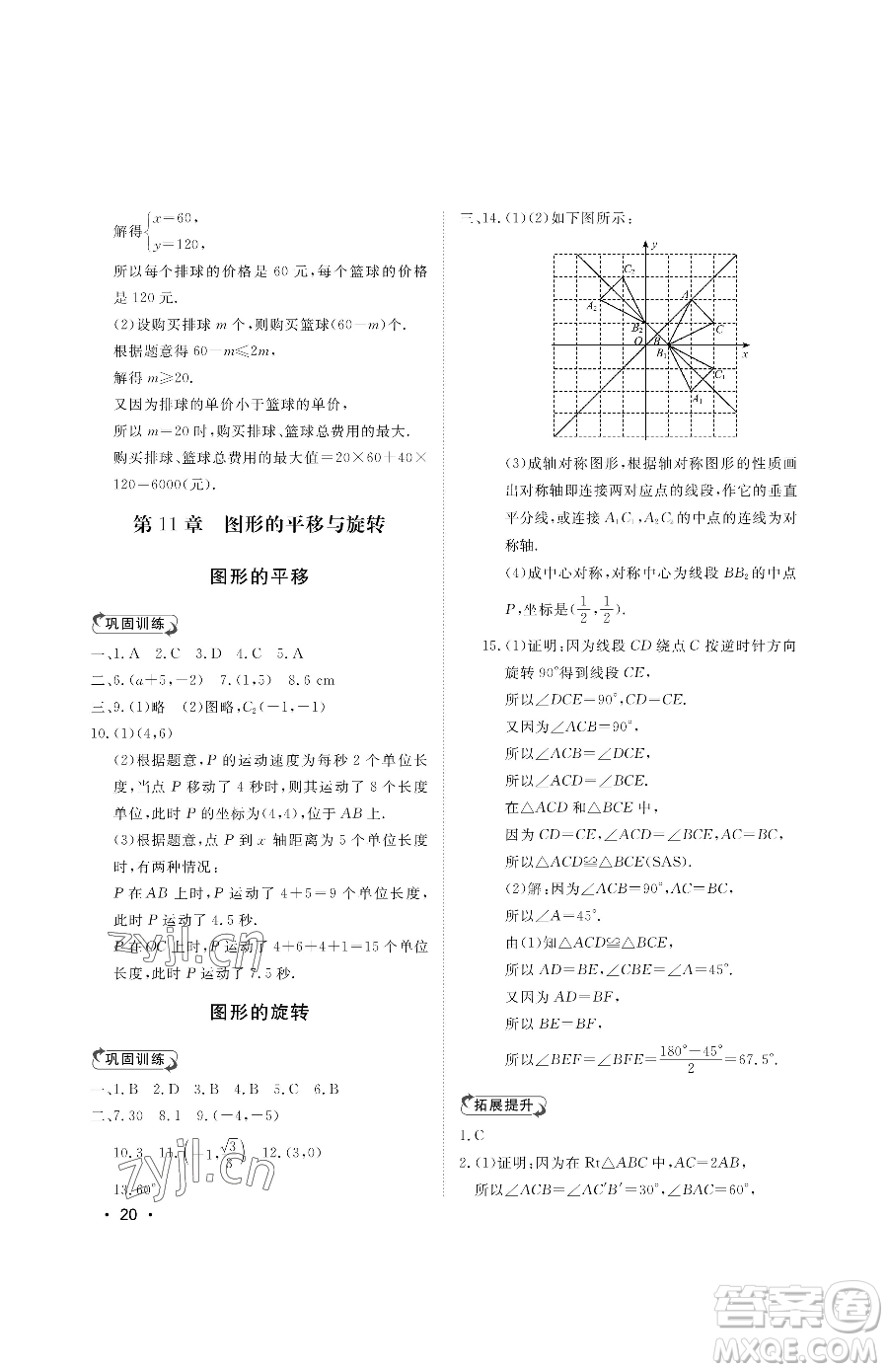 山東人民出版社2023初中卷行知天下八年級下冊數(shù)學(xué)青島版參考答案