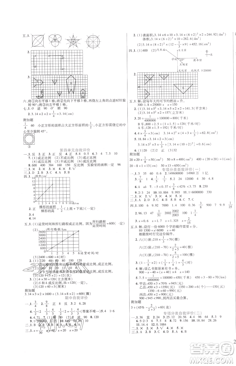 陽光出版社2023激活思維智能訓(xùn)練六年級下冊數(shù)學(xué)北師大版參考答案