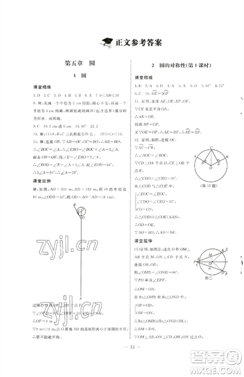 北京師范大學(xué)出版社2023初中同步練習(xí)冊(cè)九年級(jí)數(shù)學(xué)下冊(cè)魯教版五四制參考答案