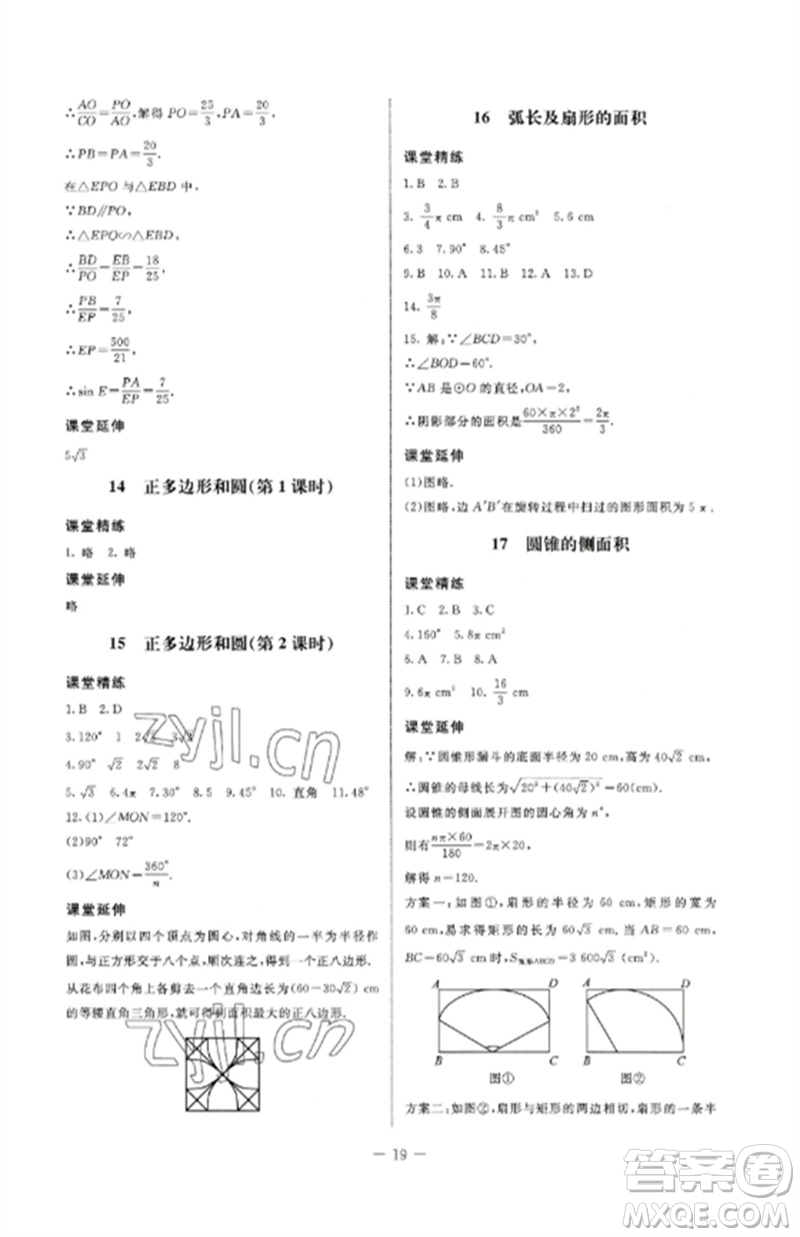 北京師范大學(xué)出版社2023初中同步練習(xí)冊(cè)九年級(jí)數(shù)學(xué)下冊(cè)魯教版五四制參考答案
