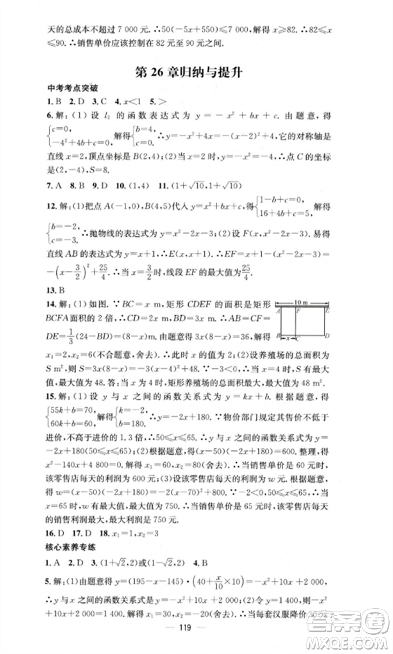 陽光教育出版社2023精英新課堂九年級數(shù)學(xué)下冊華東師大版參考答案
