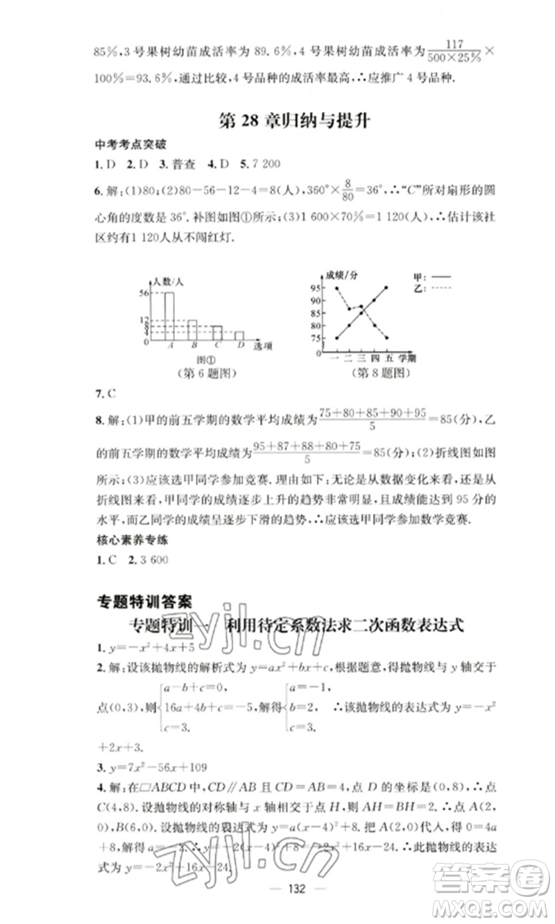 陽光教育出版社2023精英新課堂九年級數(shù)學(xué)下冊華東師大版參考答案