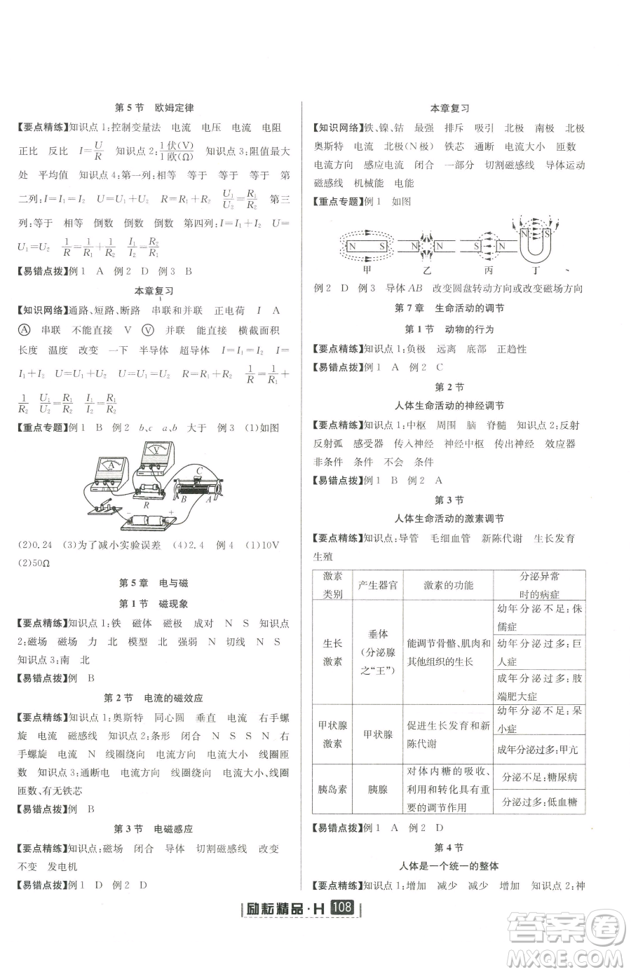 延邊人民出版社2023勵(lì)耘書(shū)業(yè)勵(lì)耘新同步八年級(jí)下冊(cè)科學(xué)華師大版參考答案