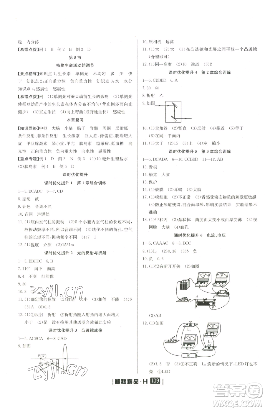 延邊人民出版社2023勵(lì)耘書(shū)業(yè)勵(lì)耘新同步八年級(jí)下冊(cè)科學(xué)華師大版參考答案