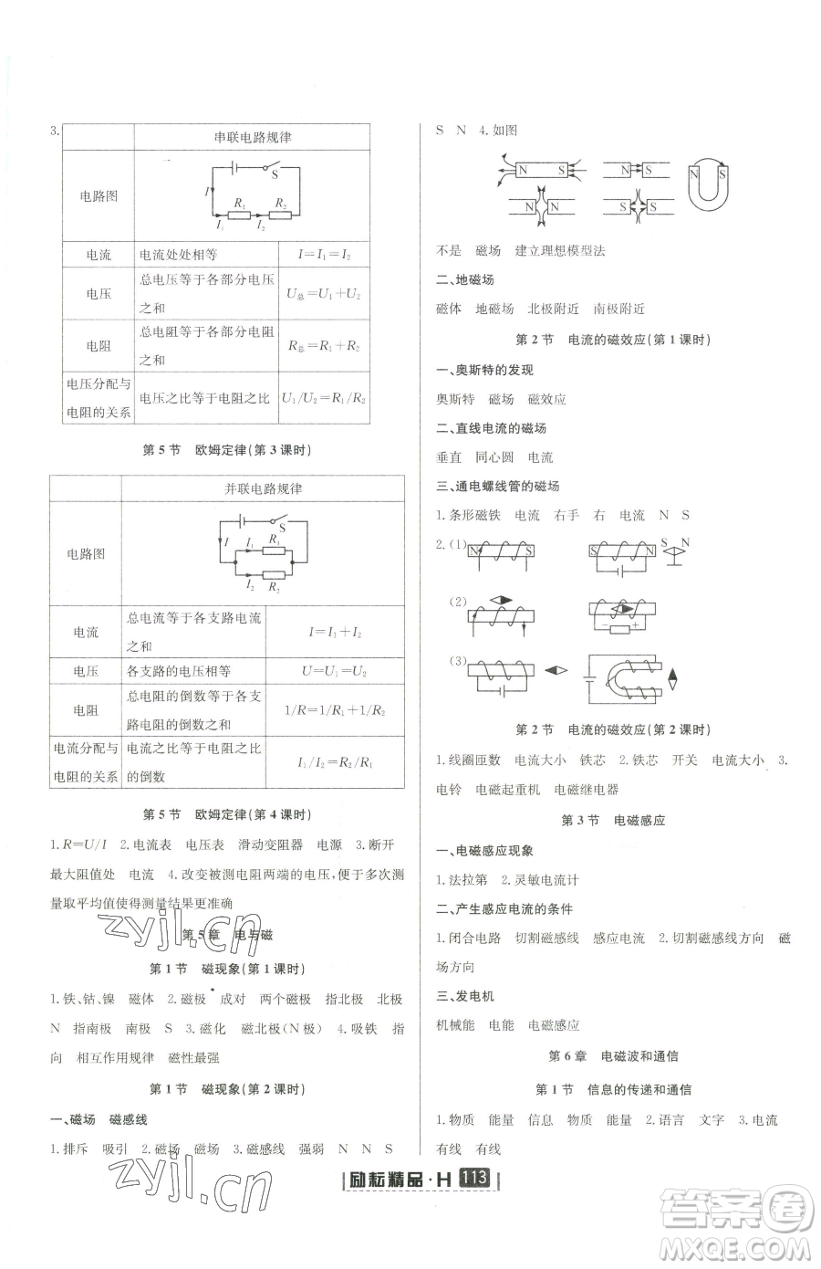 延邊人民出版社2023勵(lì)耘書(shū)業(yè)勵(lì)耘新同步八年級(jí)下冊(cè)科學(xué)華師大版參考答案