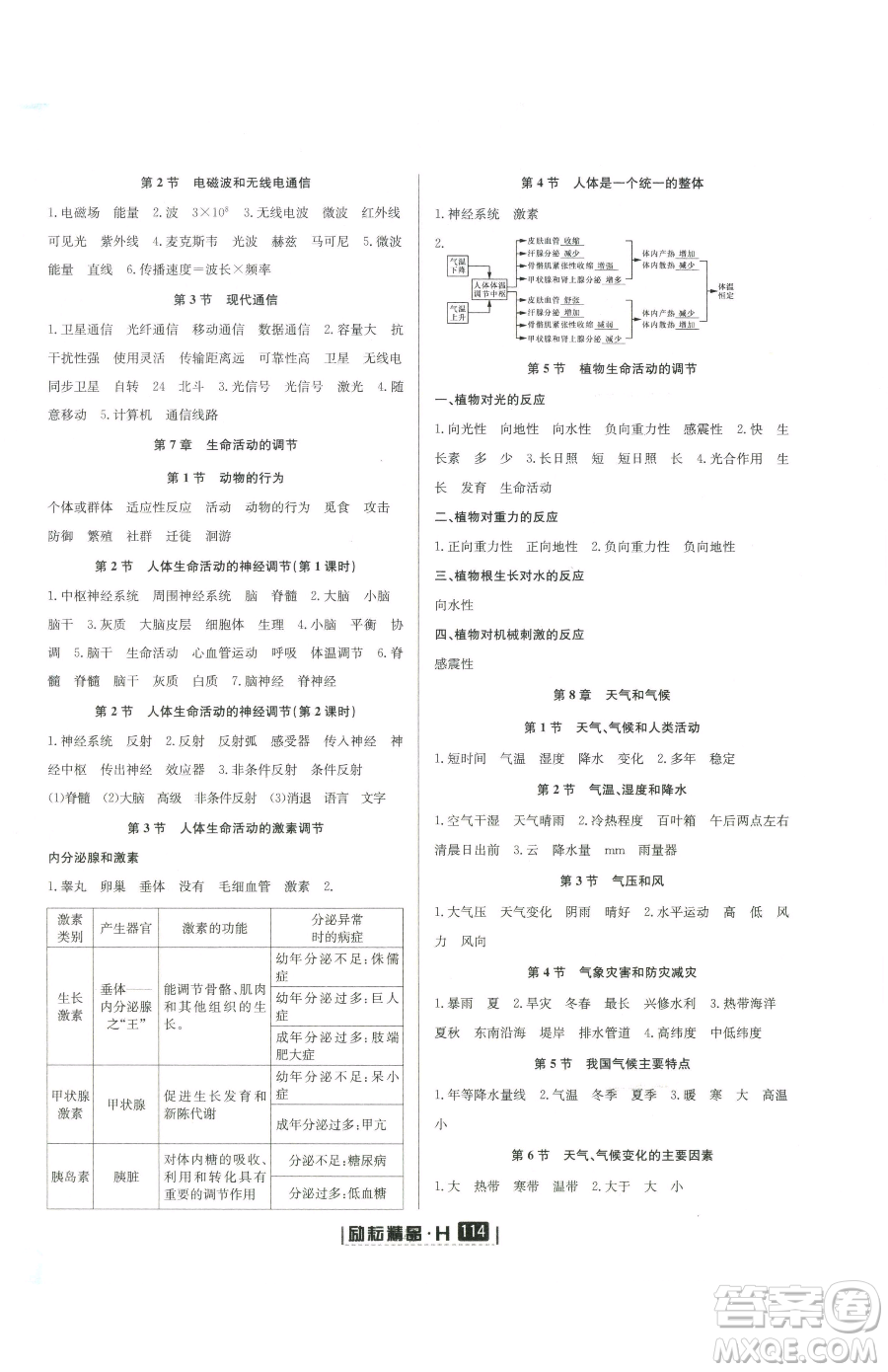 延邊人民出版社2023勵(lì)耘書(shū)業(yè)勵(lì)耘新同步八年級(jí)下冊(cè)科學(xué)華師大版參考答案