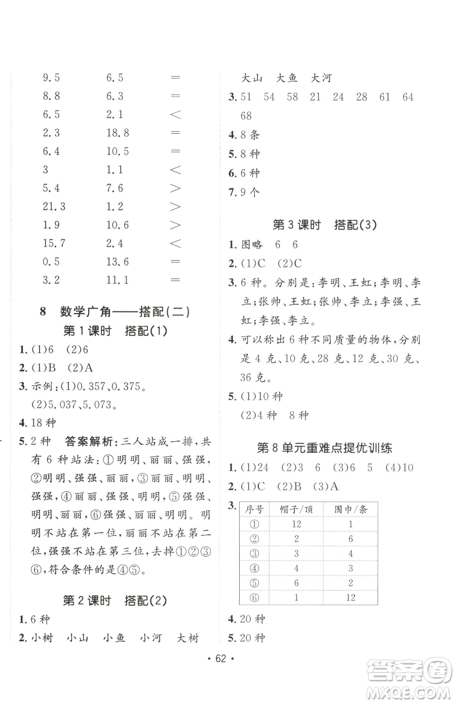 新疆青少年出版社2023同行課課100分過(guò)關(guān)作業(yè)三年級(jí)下冊(cè)數(shù)學(xué)人教版參考答案