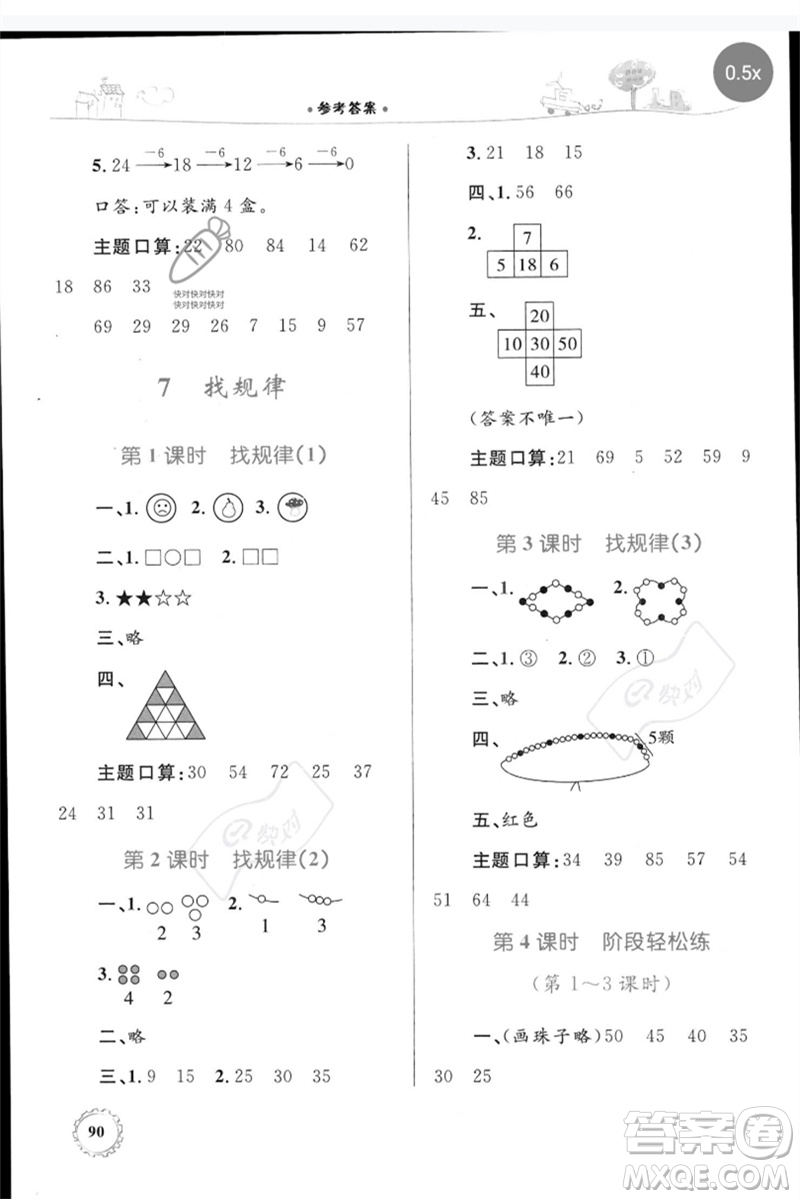 內(nèi)蒙古教育出版社2023小學(xué)同步學(xué)習(xí)目標(biāo)與檢測一年級數(shù)學(xué)下冊人教版參考答案