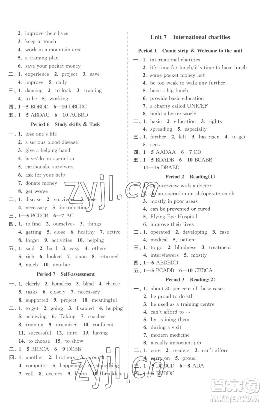 江蘇鳳凰美術(shù)出版社2023南通小題課時提優(yōu)作業(yè)本八年級下冊英語譯林版參考答案