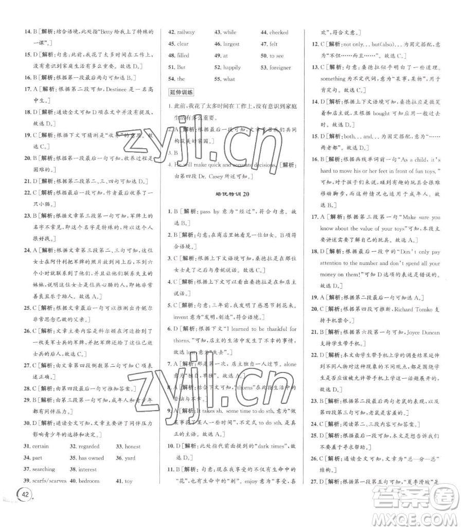 浙江人民出版社2023優(yōu)+攻略八年級下冊英語人教版參考答案