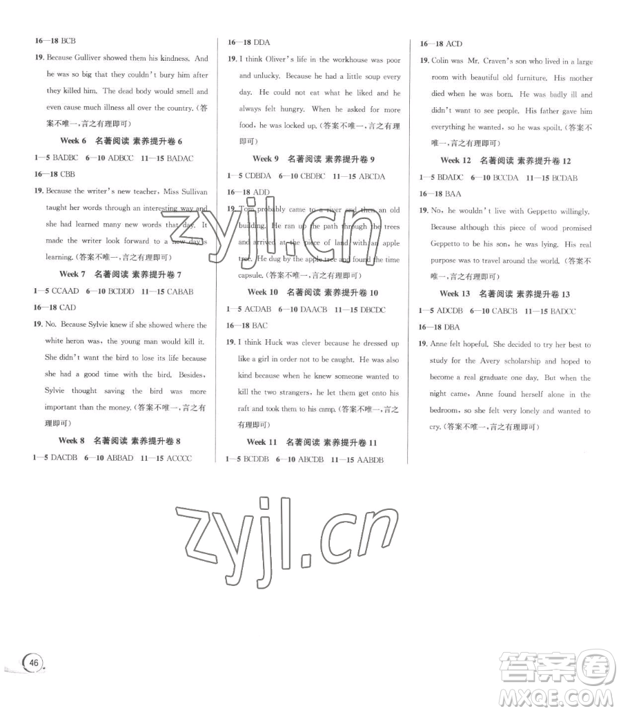 浙江人民出版社2023優(yōu)+攻略八年級下冊英語人教版參考答案