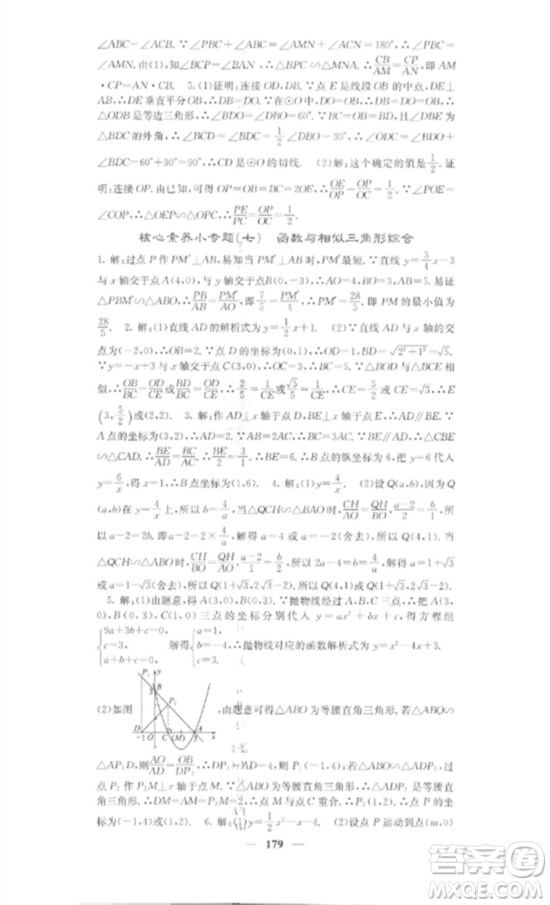 四川大學出版社2023課堂點睛九年級數(shù)學下冊人教版安徽專版參考答案