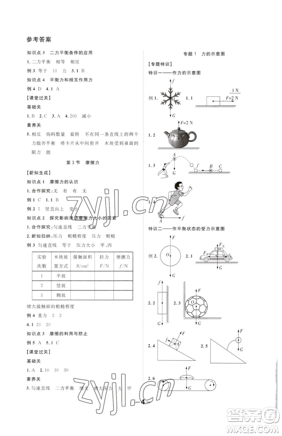 延邊大學(xué)出版社2023全程突破八年級下冊物理人教版參考答案