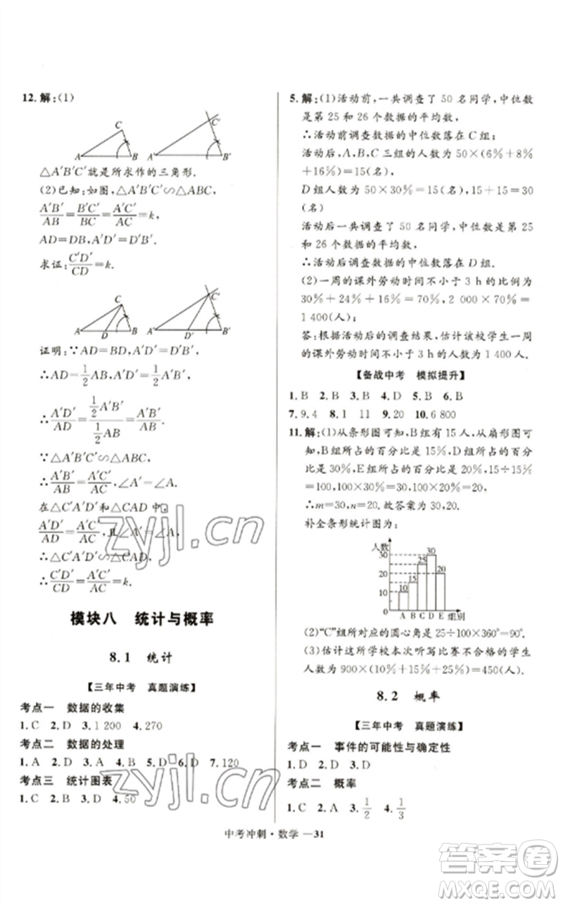 河北少年兒童出版社2023奪冠百分百中考沖刺九年級數(shù)學(xué)通用版福建專版參考答案