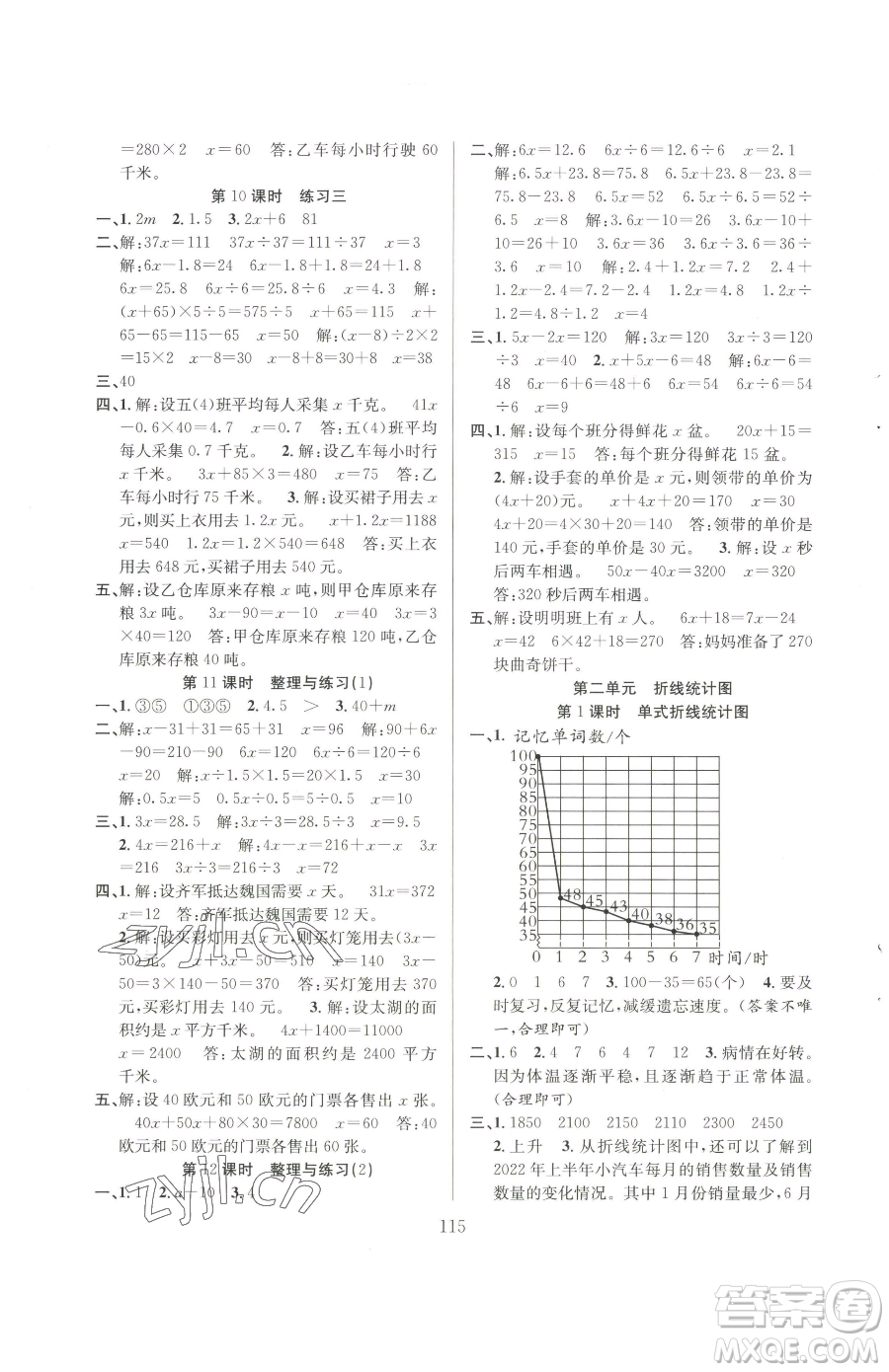 安徽人民出版社2023陽光課堂課時作業(yè)五年級下冊數(shù)學蘇教版參考答案