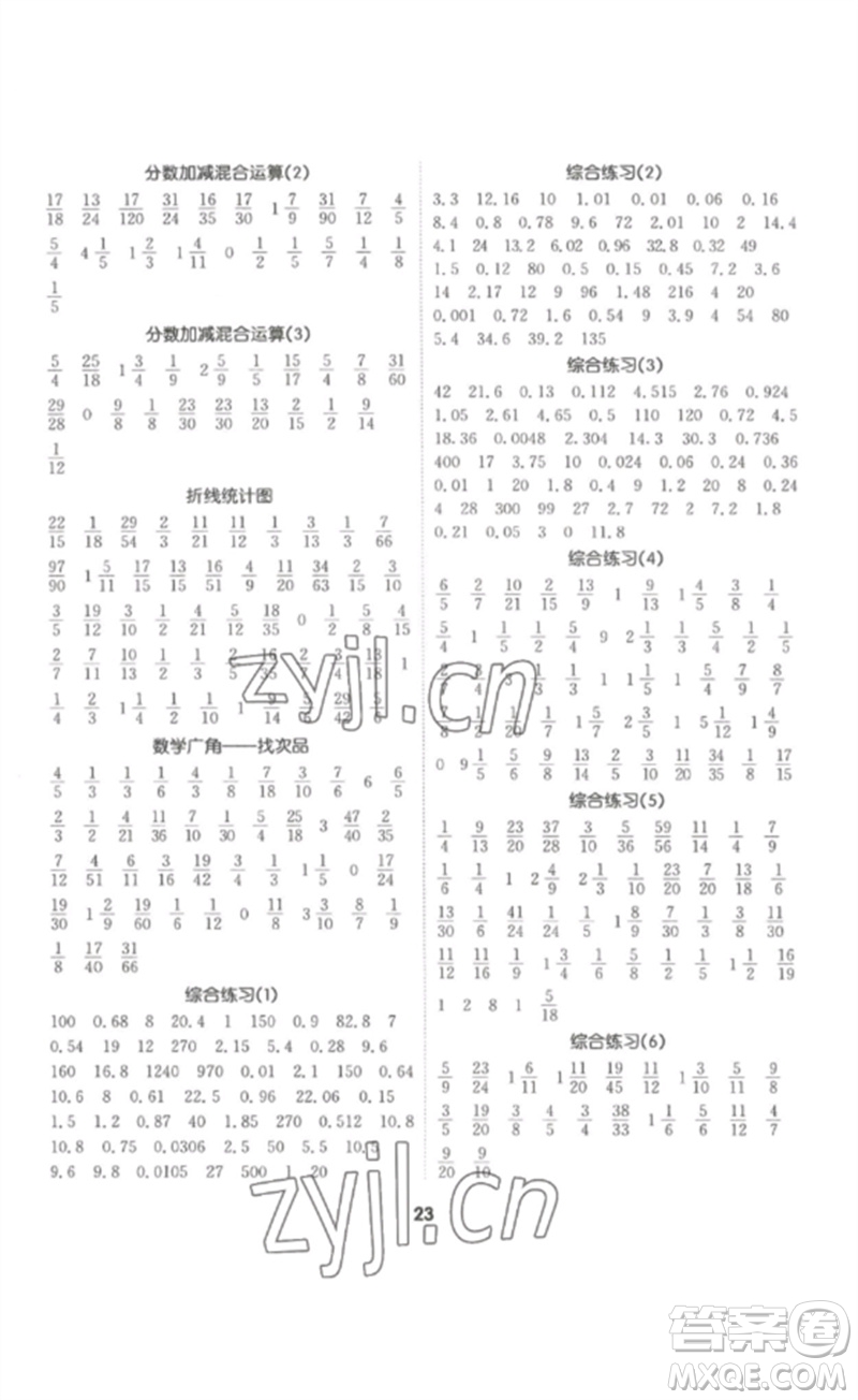 吉林教育出版社2023高分突破創(chuàng)優(yōu)100五年級數(shù)學下冊人教版參考答案