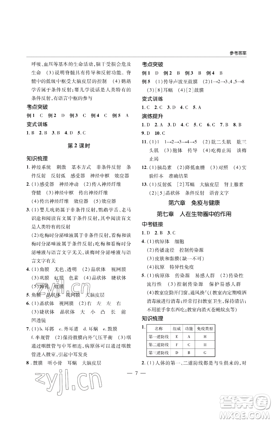 青島出版社2023新課堂同步學(xué)習(xí)與探究八年級(jí)下冊(cè)生物人教版金鄉(xiāng)專版參考答案