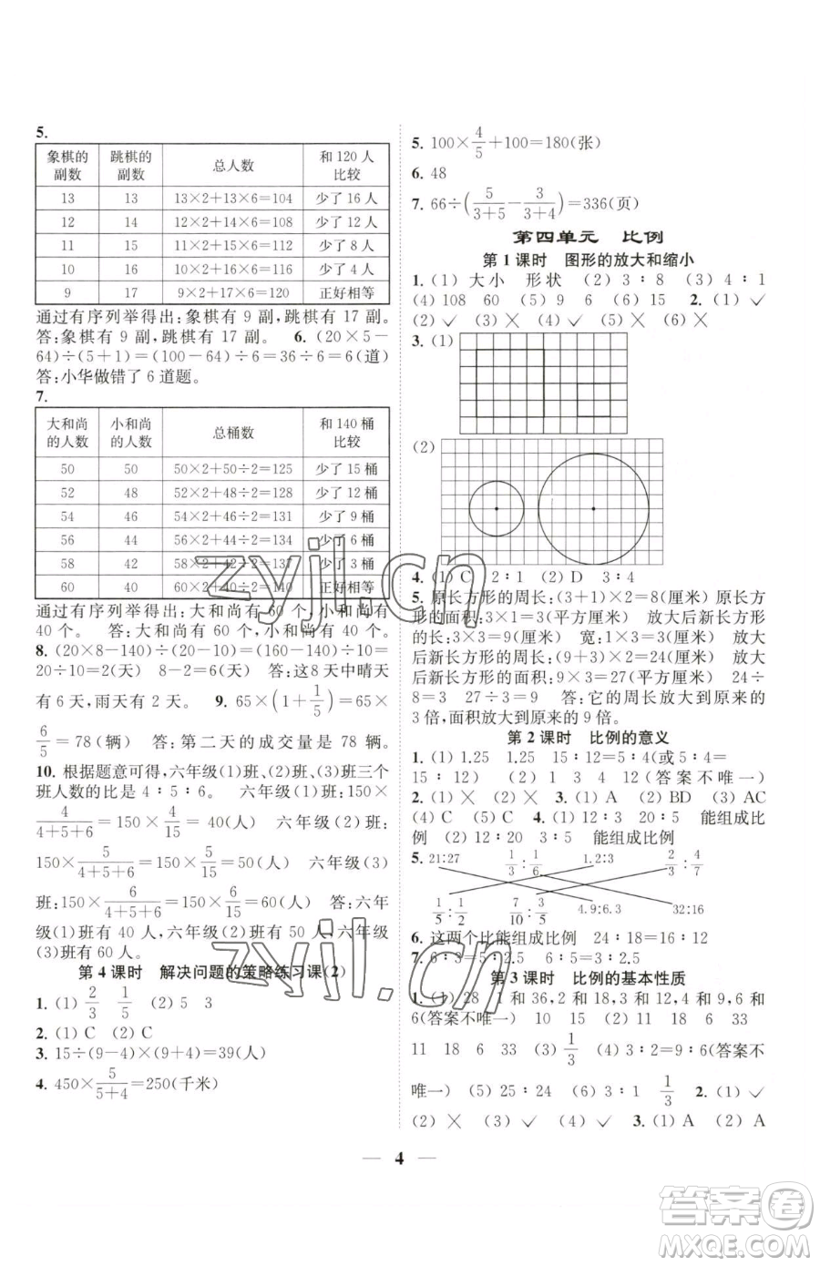 江蘇鳳凰美術(shù)出版社2023隨堂練1+2六年級下冊數(shù)學(xué)江蘇版參考答案