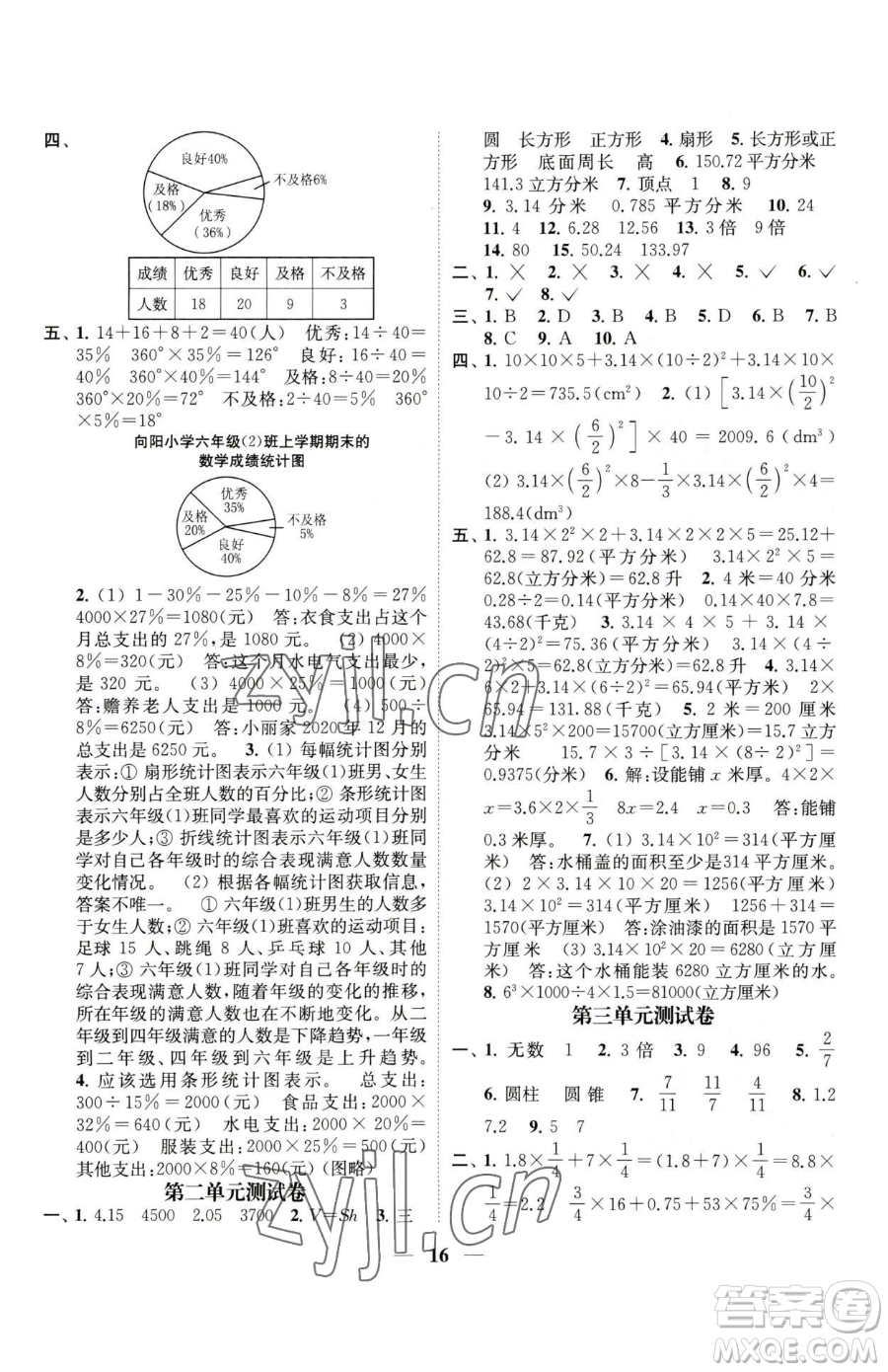 江蘇鳳凰美術(shù)出版社2023隨堂練1+2六年級下冊數(shù)學(xué)江蘇版參考答案