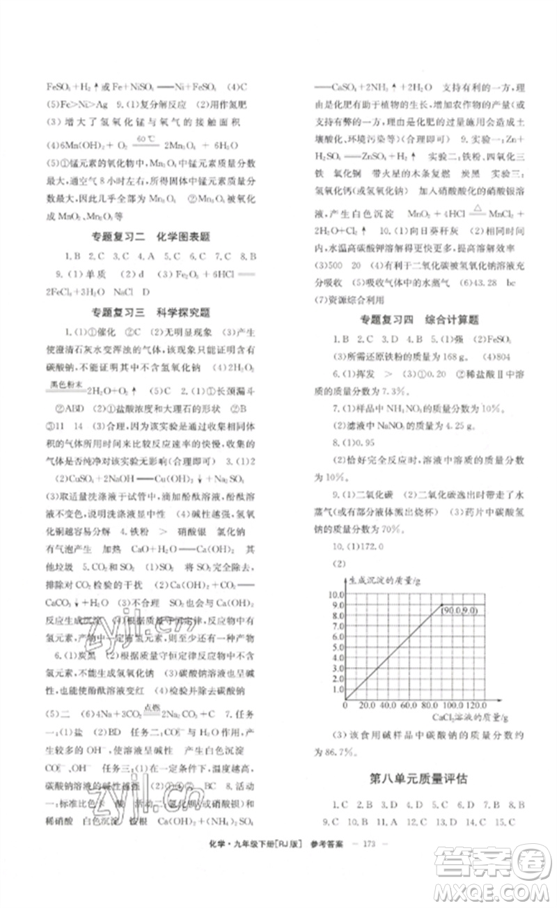 北京時代華文書局2023全效學習學業(yè)評價方案九年級化學下冊人教版參考答案