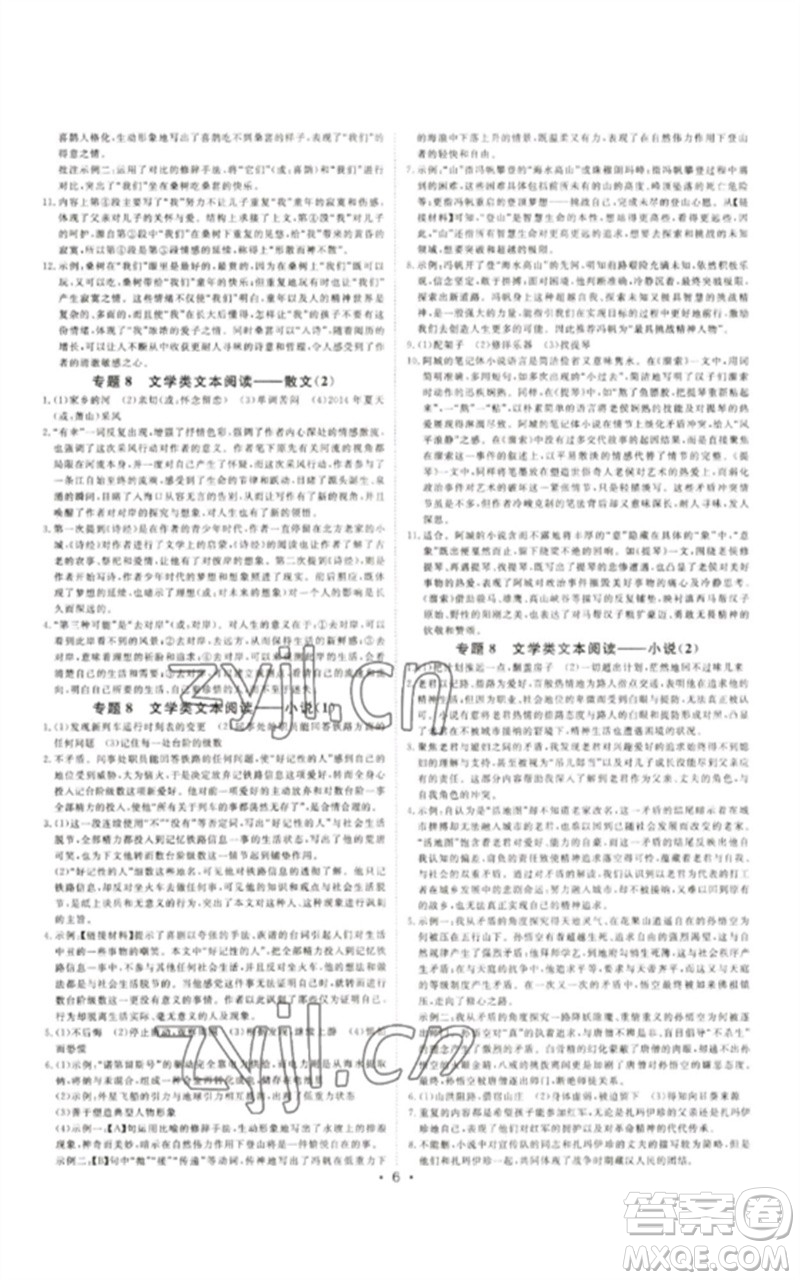 光明日報出版社2023全效學習中考學練測九年級語文通用版浙江專版參考答案