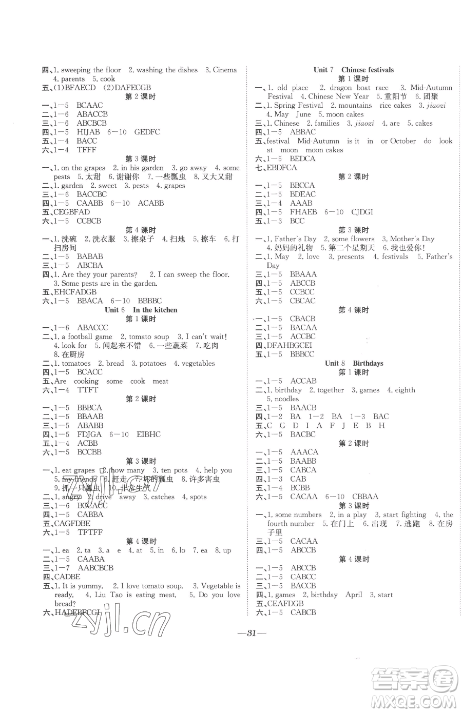 合肥工業(yè)大學出版社2023快樂學習隨堂練五年級下冊英語譯林版參考答案