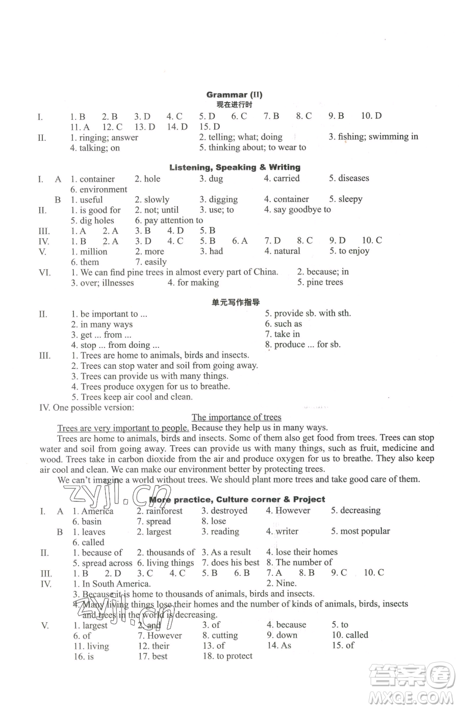 沈陽出版社2023終極學(xué)案七年級下冊英語滬教版參考答案