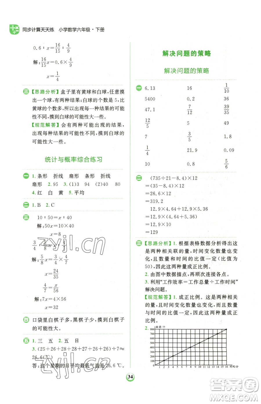 文化發(fā)展出版社2023金牛耳計(jì)算天天練六年級(jí)下冊數(shù)學(xué)北師大版參考答案