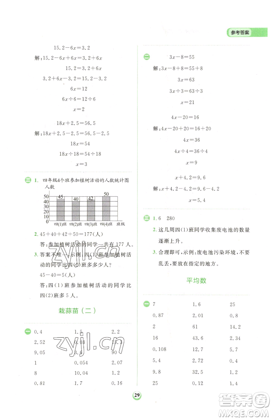 文化發(fā)展出版社2023金牛耳計算天天練四年級下冊數(shù)學(xué)北師大版參考答案
