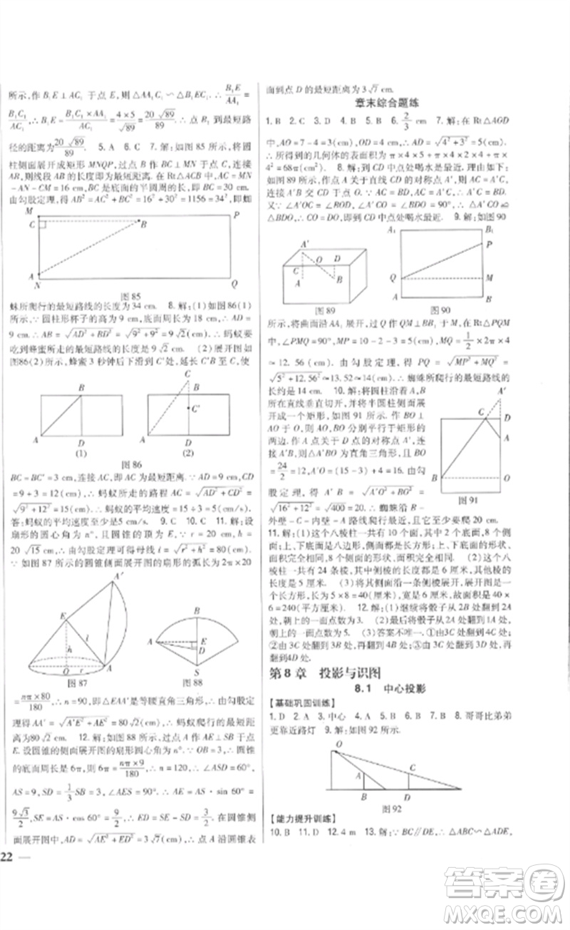 吉林人民出版社2023全科王同步課時練習(xí)九年級數(shù)學(xué)下冊青島版參考答案