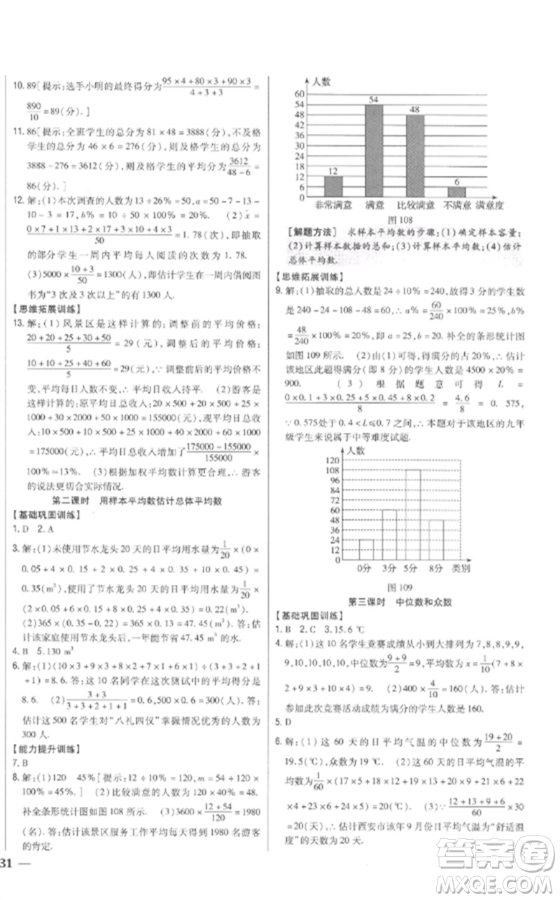 吉林人民出版社2023全科王同步課時(shí)練習(xí)八年級(jí)數(shù)學(xué)下冊人教版參考答案