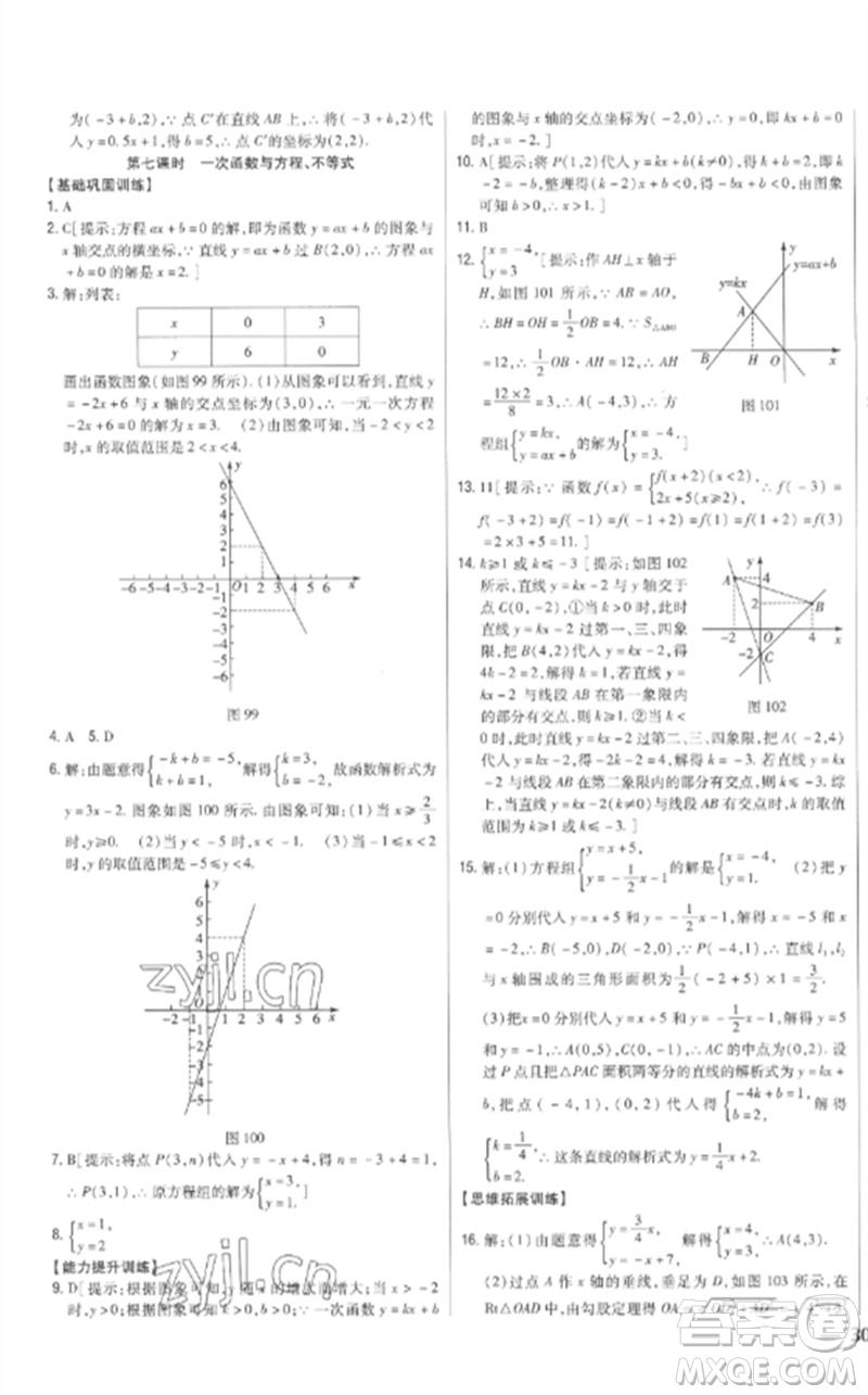 吉林人民出版社2023全科王同步課時(shí)練習(xí)八年級(jí)數(shù)學(xué)下冊人教版參考答案