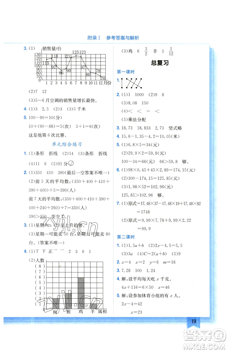 龍門書局2023黃岡小狀元作業(yè)本四年級下冊數(shù)學(xué)北師大版參考答案