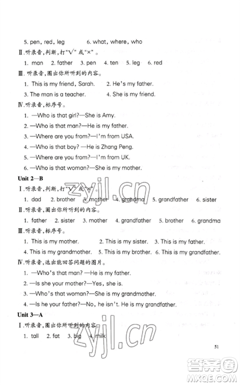 合肥工業(yè)大學(xué)出版社2023小學(xué)英語(yǔ)課堂練習(xí)三年級(jí)下冊(cè)人教版參考答案