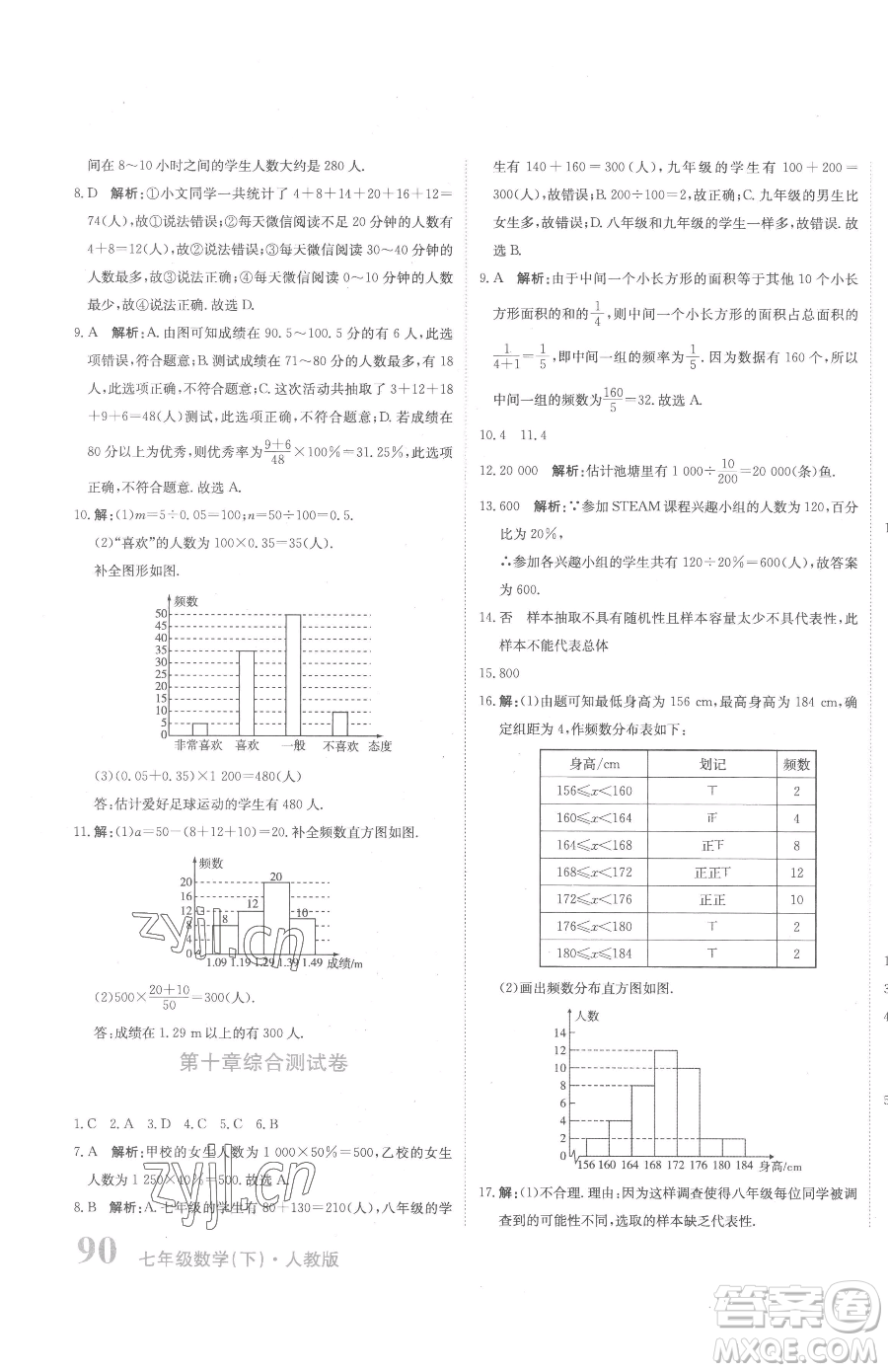 北京教育出版社2023提分教練優(yōu)學(xué)導(dǎo)練測(cè)七年級(jí)下冊(cè)數(shù)學(xué)人教版參考答案