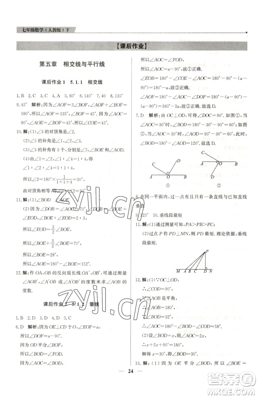 北京教育出版社2023提分教練優(yōu)學(xué)導(dǎo)練測七年級下冊數(shù)學(xué)人教版東莞專版參考答案