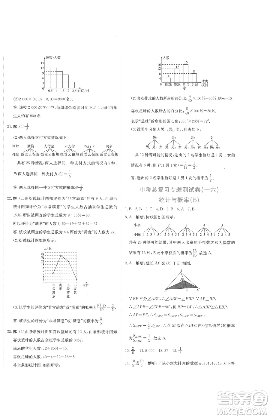 北京教育出版社2023提分教練優(yōu)學(xué)導(dǎo)練測(cè)九年級(jí)下冊(cè)數(shù)學(xué)人教版參考答案