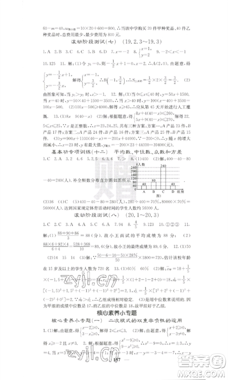 四川大學(xué)出版社2023課堂點睛八年級數(shù)學(xué)下冊人教版參考答案