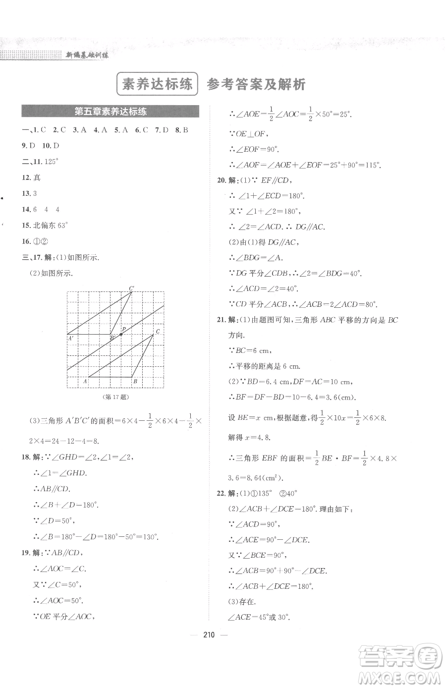 安徽教育出版社2023新編基礎訓練七年級下冊數(shù)學人教版參考答案