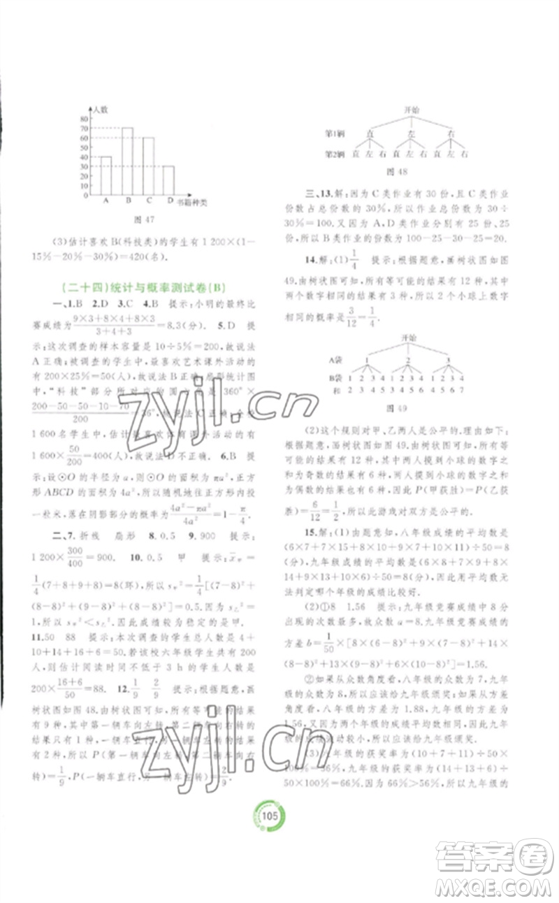 廣西師范大學(xué)出版社2023中考先鋒中考總復(fù)習(xí)配套測(cè)試卷九年級(jí)數(shù)學(xué)A版人教版參考答案