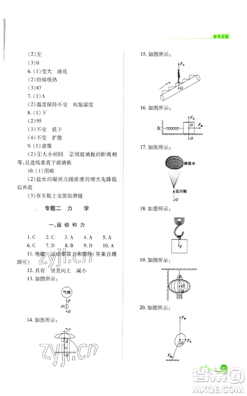 山西教育出版社2023中考復(fù)習(xí)指導(dǎo)與優(yōu)化訓(xùn)練九年級(jí)物理通用版參考答案