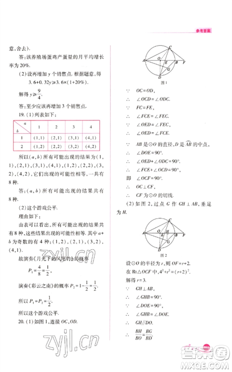 山西教育出版社2023中考復(fù)習(xí)指導(dǎo)與優(yōu)化訓(xùn)練九年級(jí)數(shù)學(xué)通用版參考答案