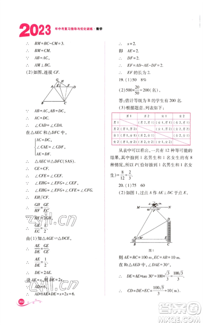 山西教育出版社2023中考復(fù)習(xí)指導(dǎo)與優(yōu)化訓(xùn)練九年級(jí)數(shù)學(xué)通用版參考答案