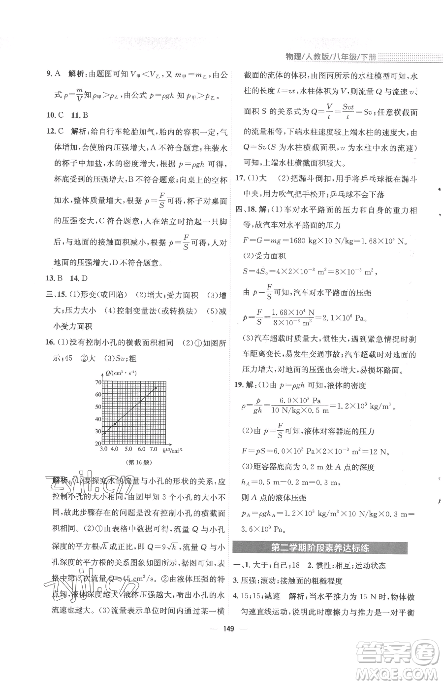 安徽教育出版社2023新編基礎(chǔ)訓(xùn)練八年級(jí)下冊物理人教版參考答案