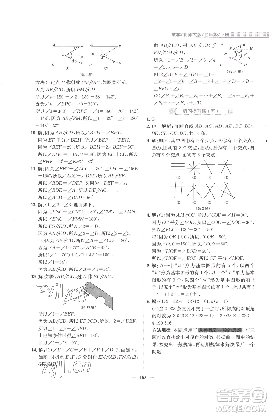 安徽教育出版社2023新編基礎(chǔ)訓(xùn)練七年級(jí)下冊(cè)數(shù)學(xué)北師大版參考答案