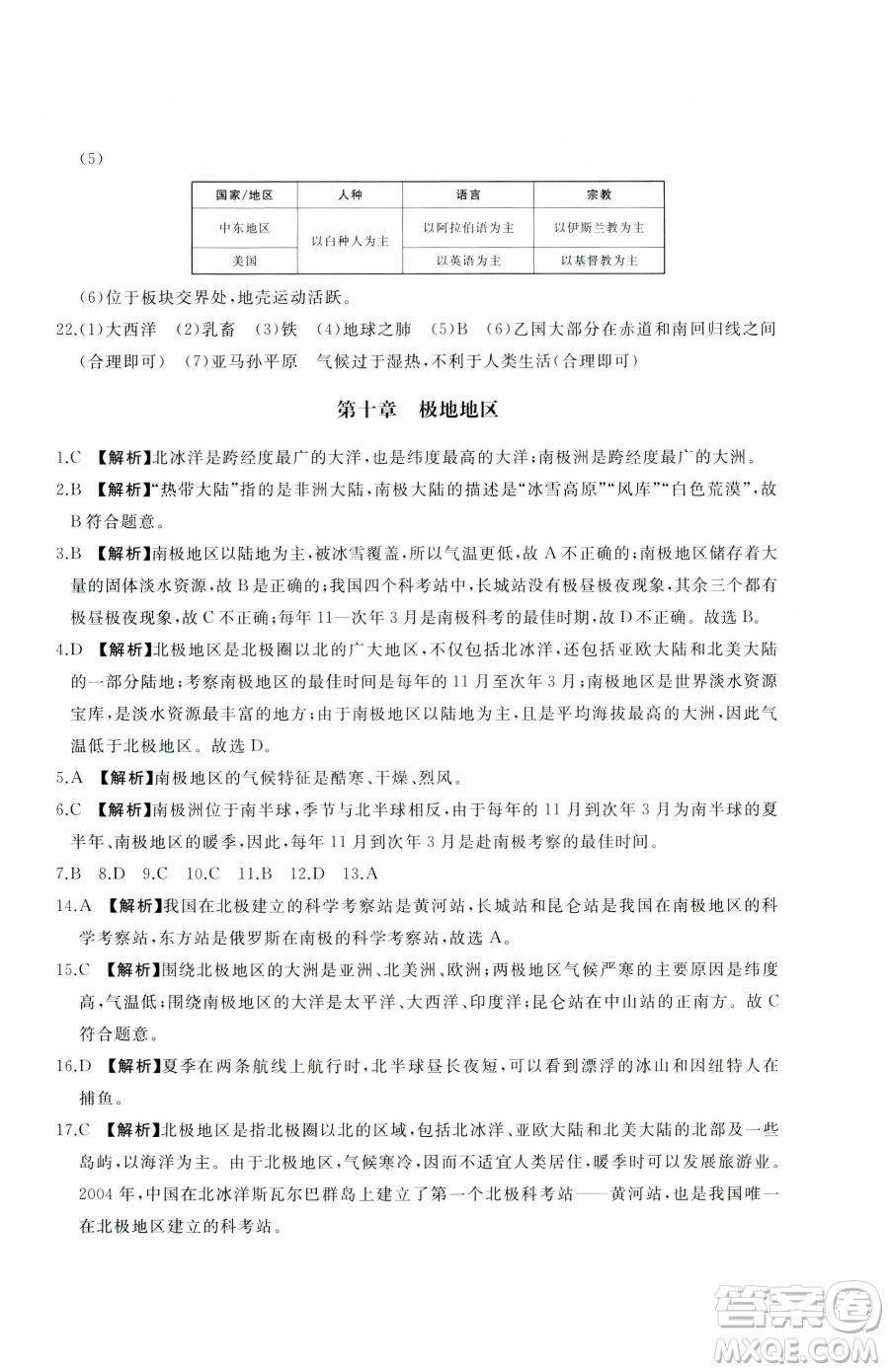 山東友誼出版社2023精練課堂分層作業(yè)七年級下冊地理人教版臨沂專版參考答案